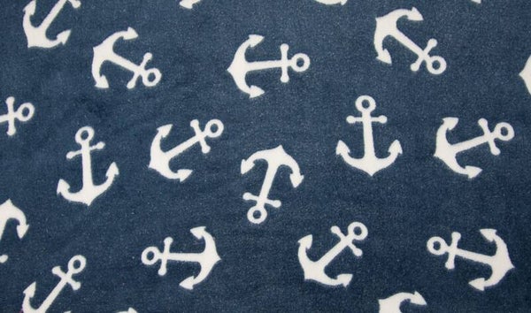 Fleece Jacquard Navy mit weissem Anker