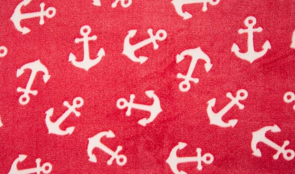 Fleece Jacquard rot mit weissem Anker
