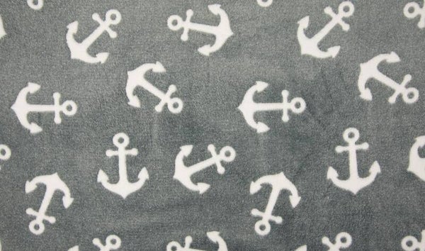 Fleece Jacquard Grey mit weissem Anker