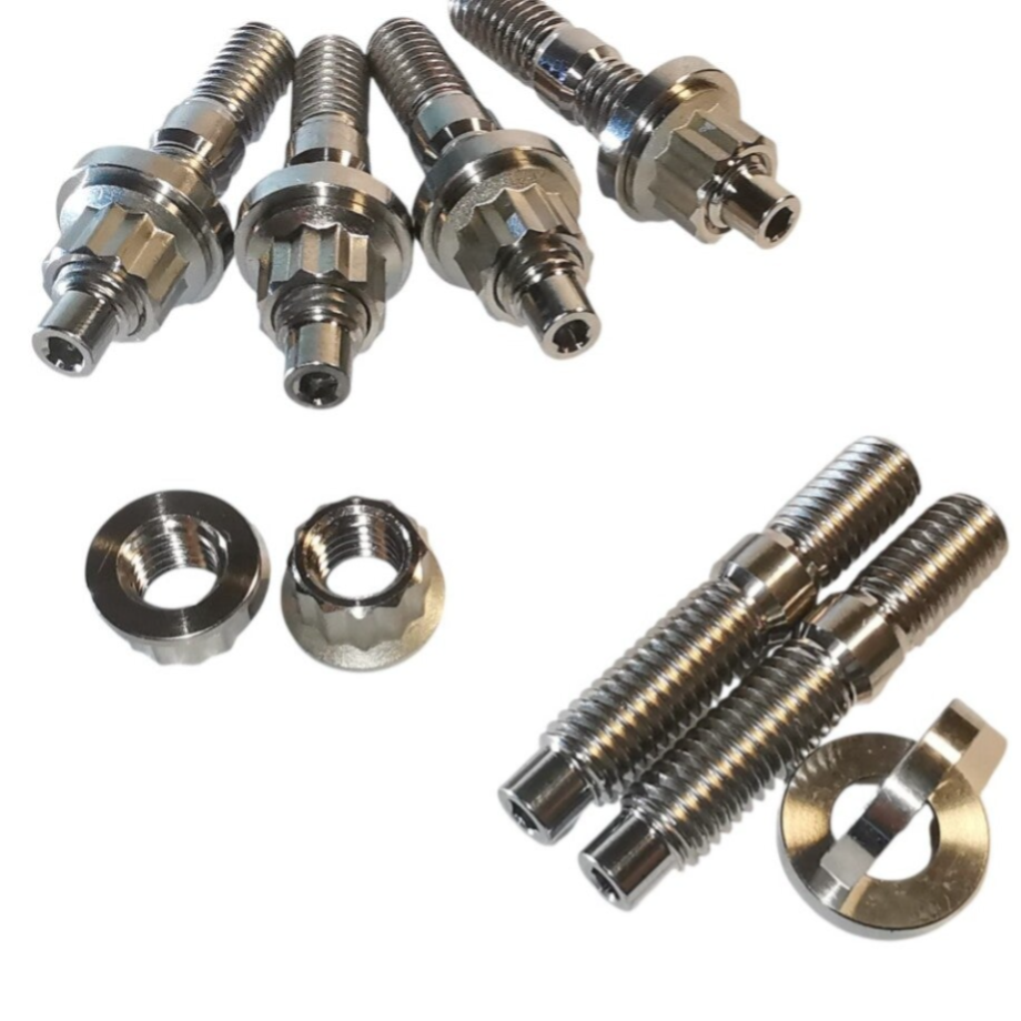 Exhaust Stud M8 x 1.25mm titanium Grade 5 with nut & washer