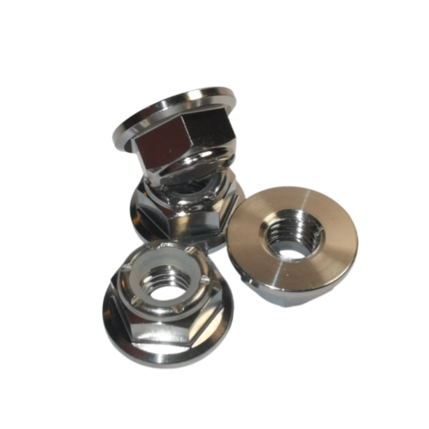 M6 x 1mm Titanium Grade 5 Hex Head flange nyloc Nut