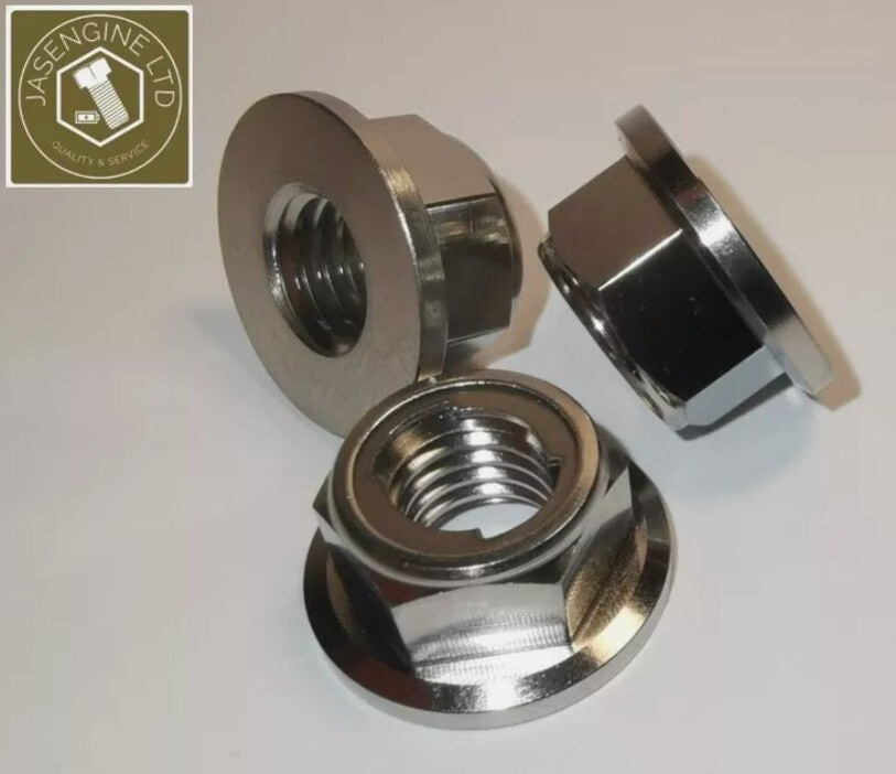 M10 x 1.25mm titanium Grade 5 hex flange Lock Nut
