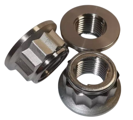 M10 x 1.0mm Titanium 12 point bi hex flange Lock Nut
