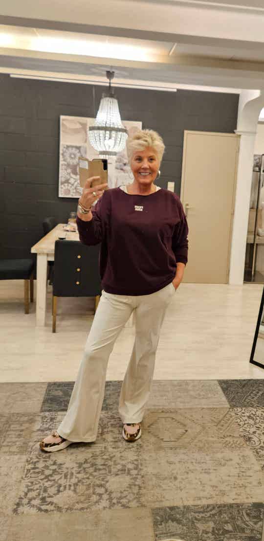 Penn & ink sweater print aubergine ecru