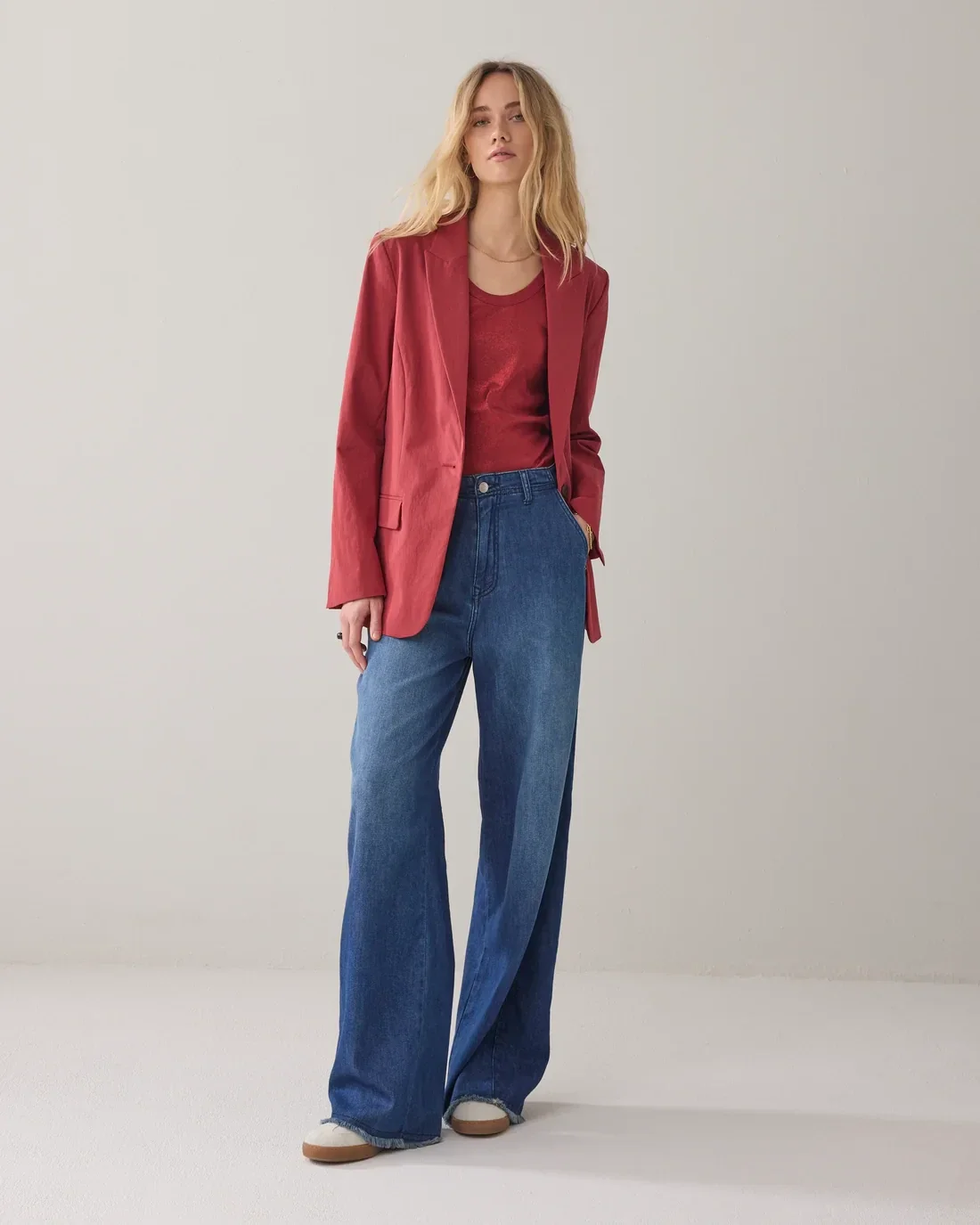 summum blazer cotton brickred