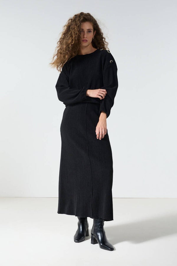 tramontana maxi rok knitted zwart