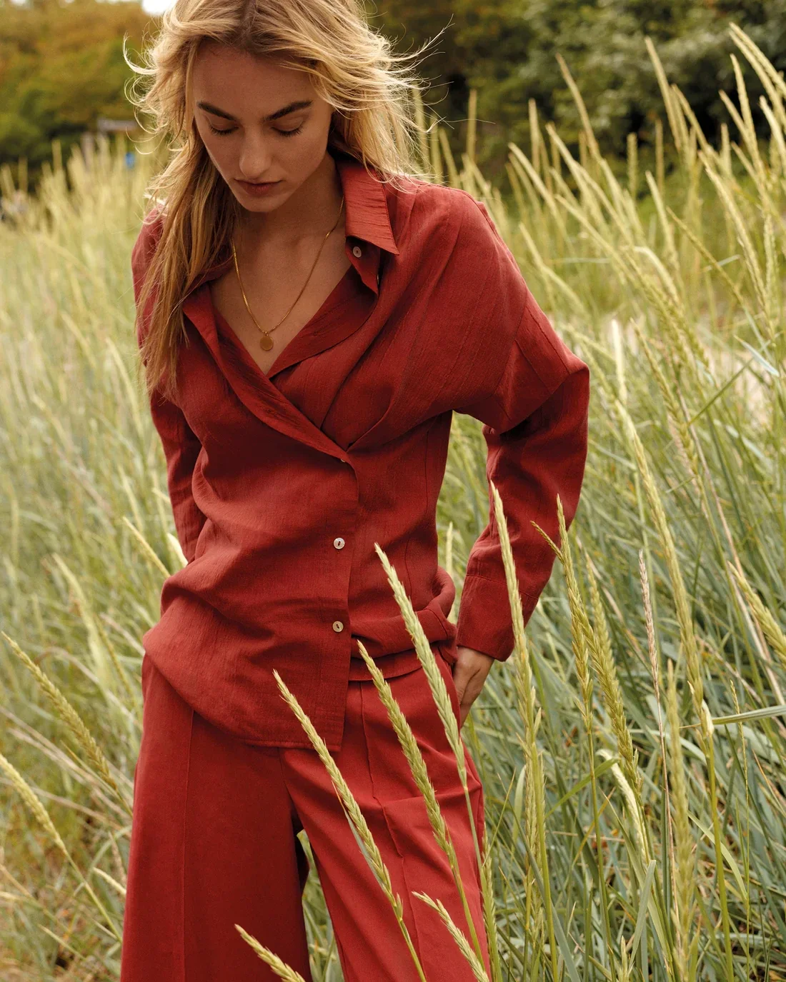 summum blouse lycocelblend brickred