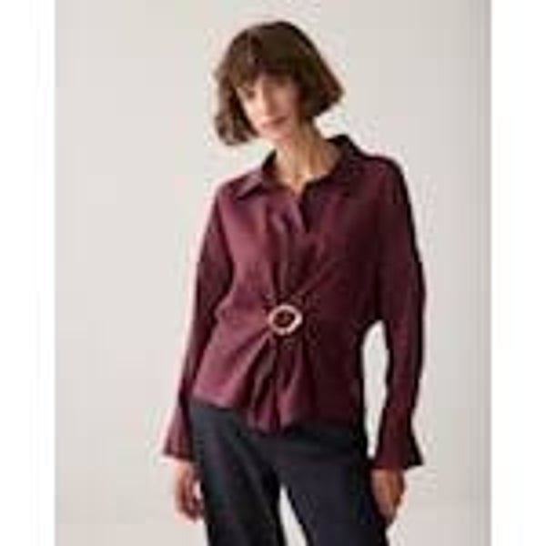 summum blouse broche burgundy