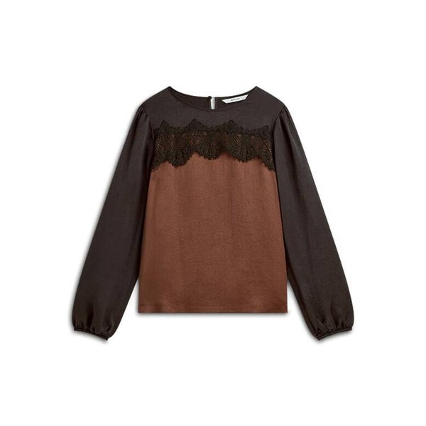 summum blouse zijde kant chocolate