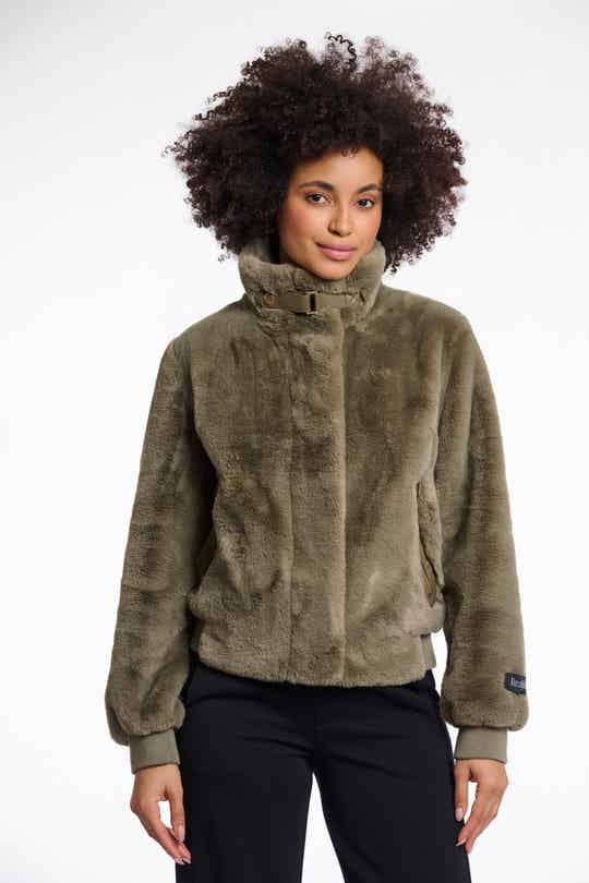 rino&pelle jack ambra fake fur green ash