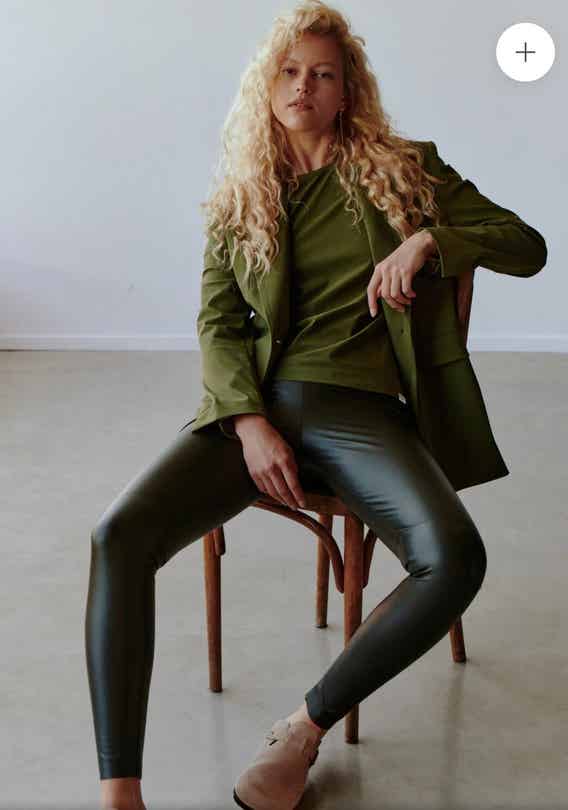 Penn en ink lederlook broek khaki