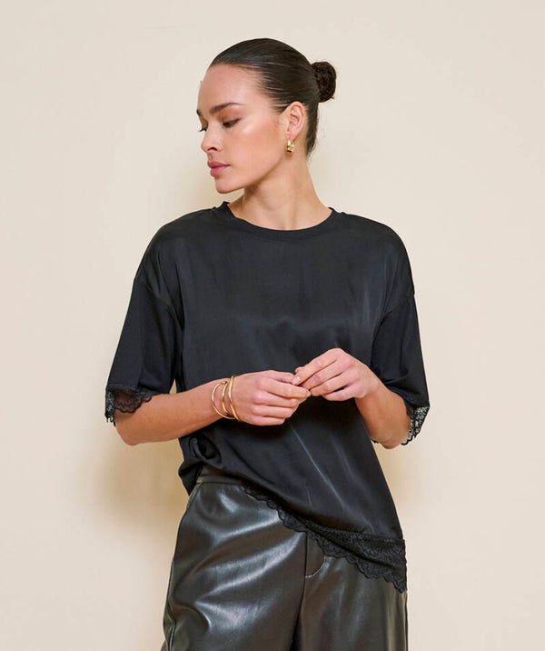 esqualo t-shirt lace black