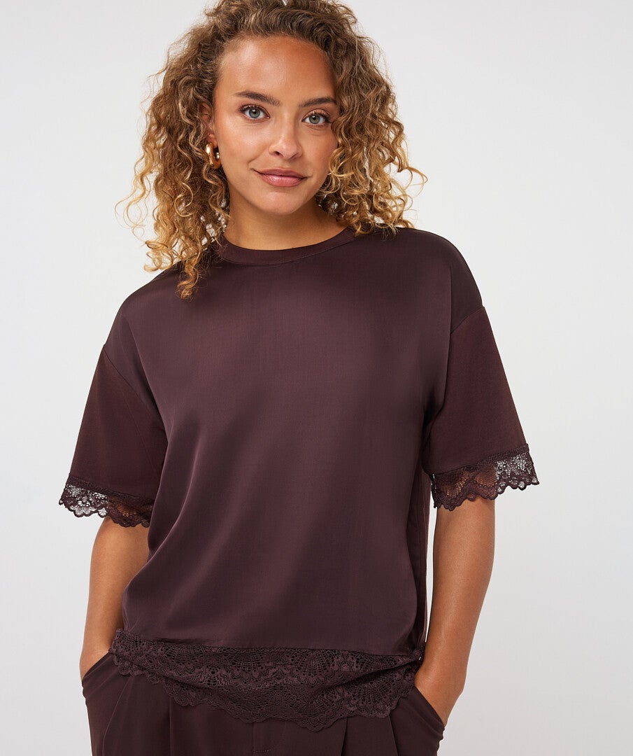 esqualo t-shirt lace cacao