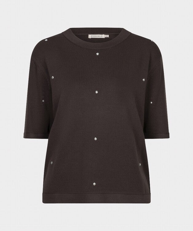 esqualo sweater studs cacao