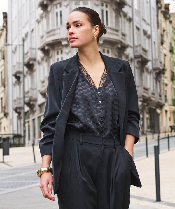 esqualo blazer 3/4 mouw zwart