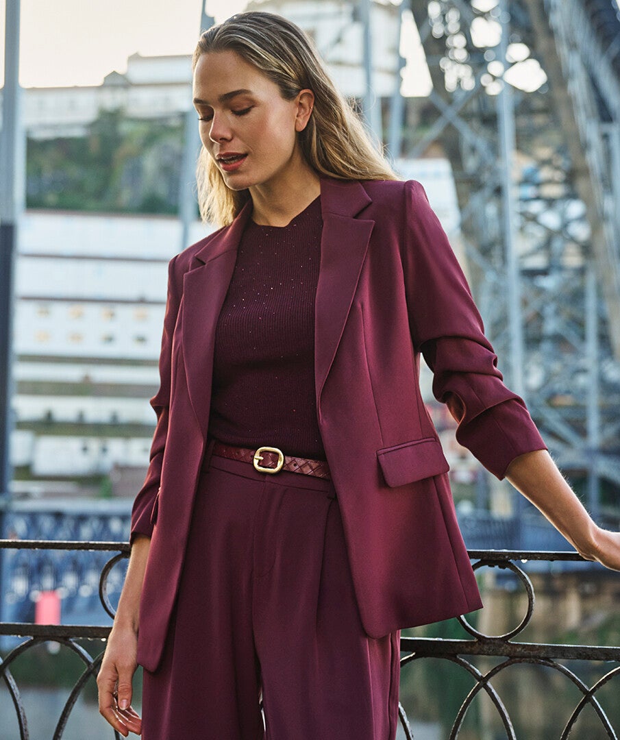 esqualo blazer 3/4 mouw merlot