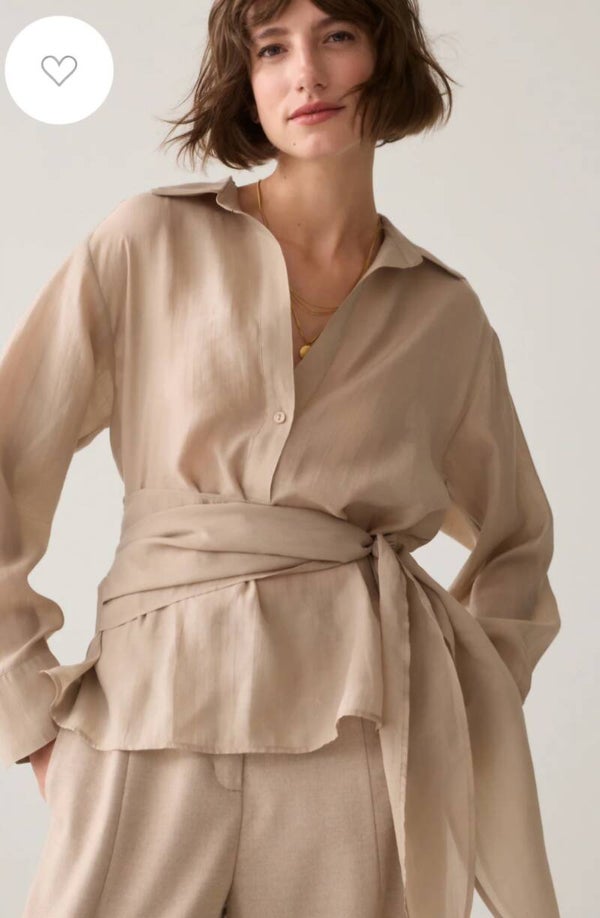 Summum wikkelblouse licht taupe