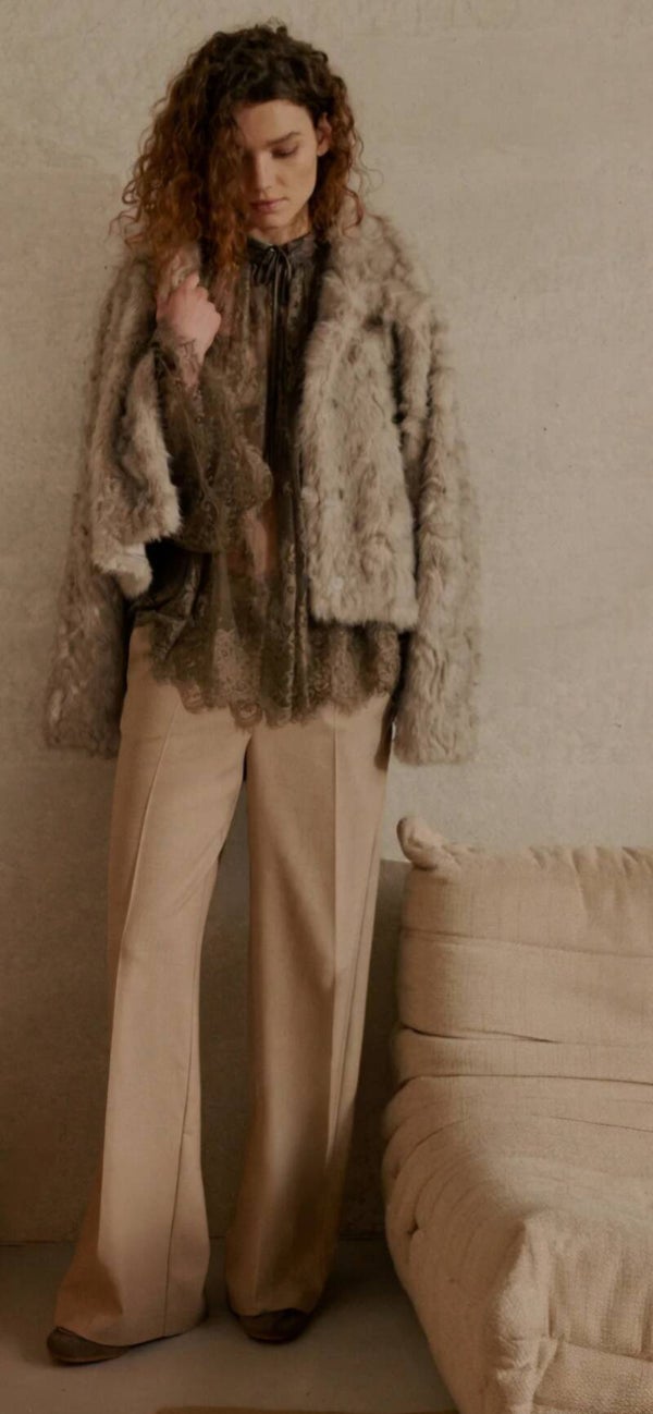 summum blouse kant taupe