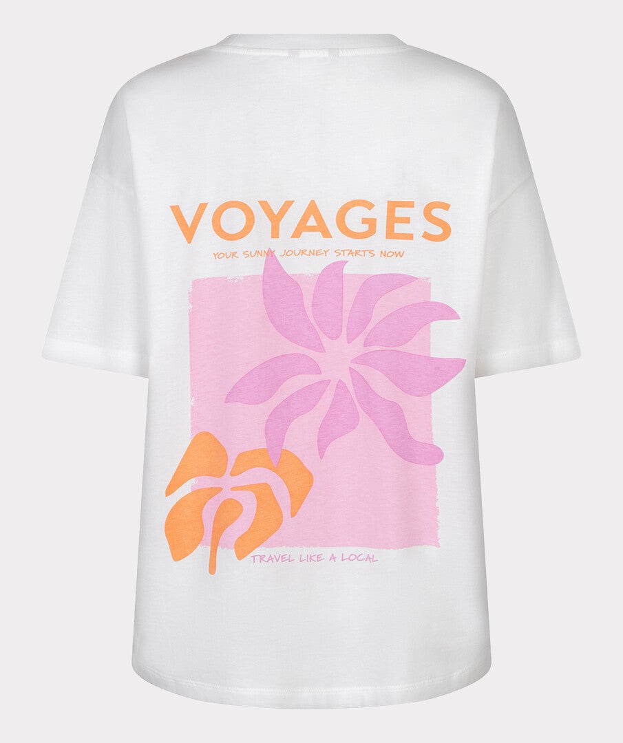 esqualo t-shirt wide voyages off white/roze