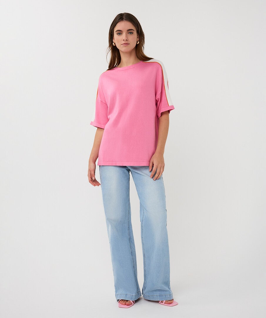 esqualo trui knit streep rose
