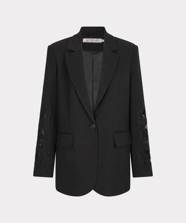 esqualo blazer oversized zwart geborduurde mouwen