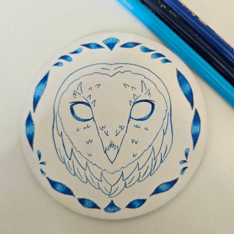 Owl pencil of wood