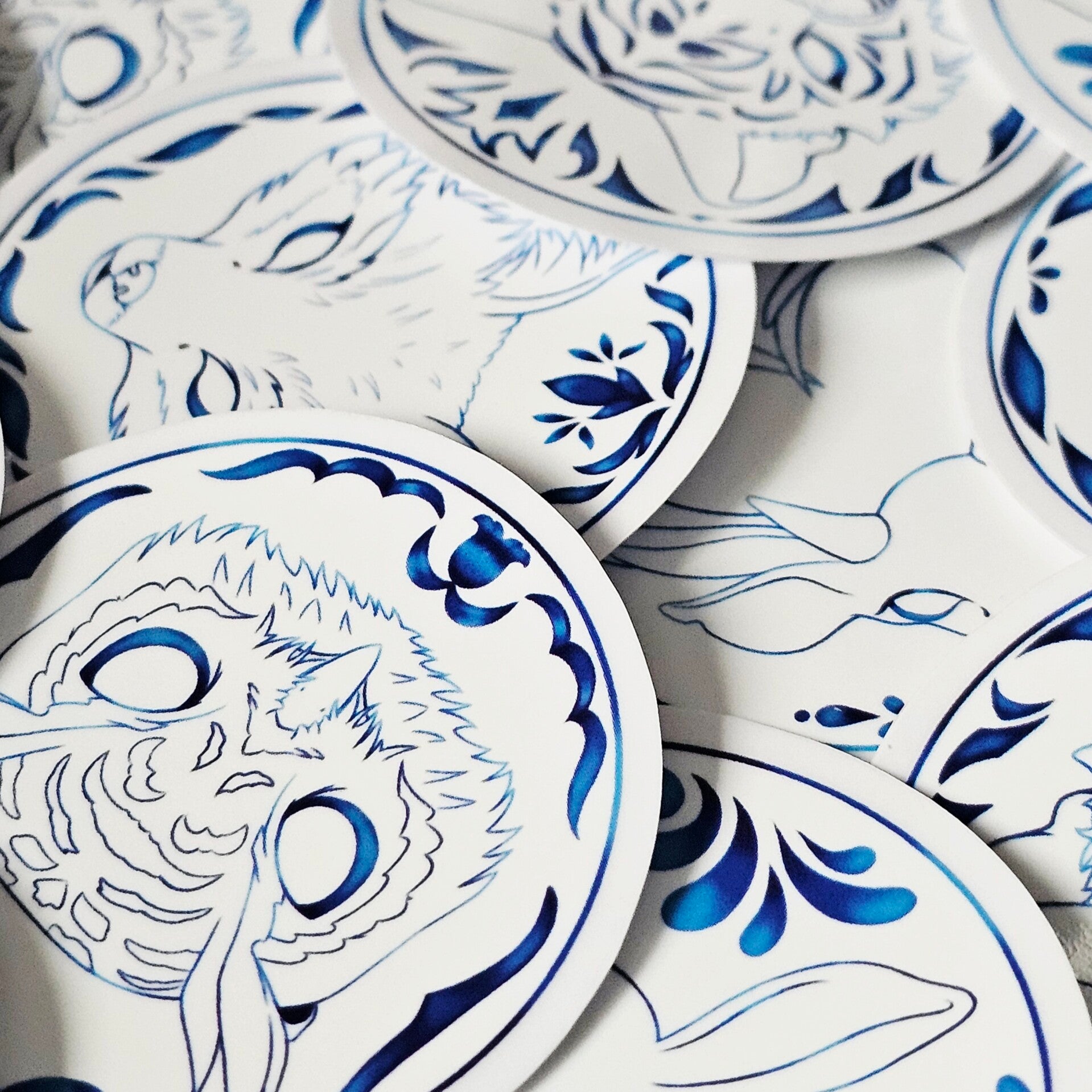 Delfts Blauw inspired Animal stickers