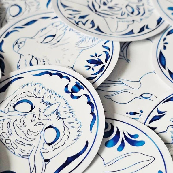 Delfts Blauw inspired Animal stickers