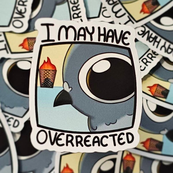 Overreacted pigeon sticker
