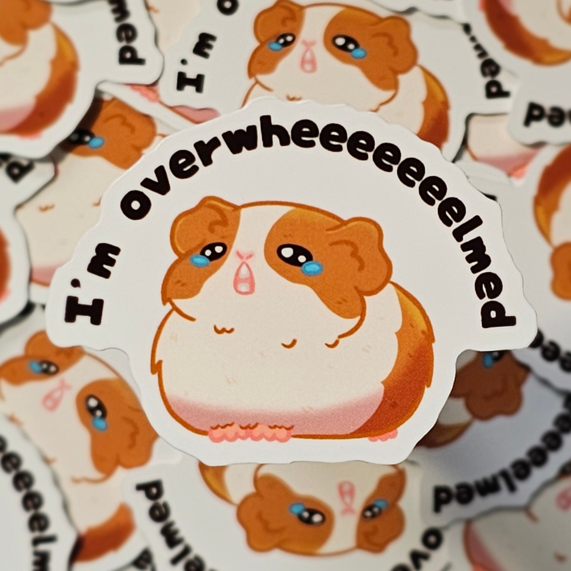 Overwhelmed guinea pig sticker