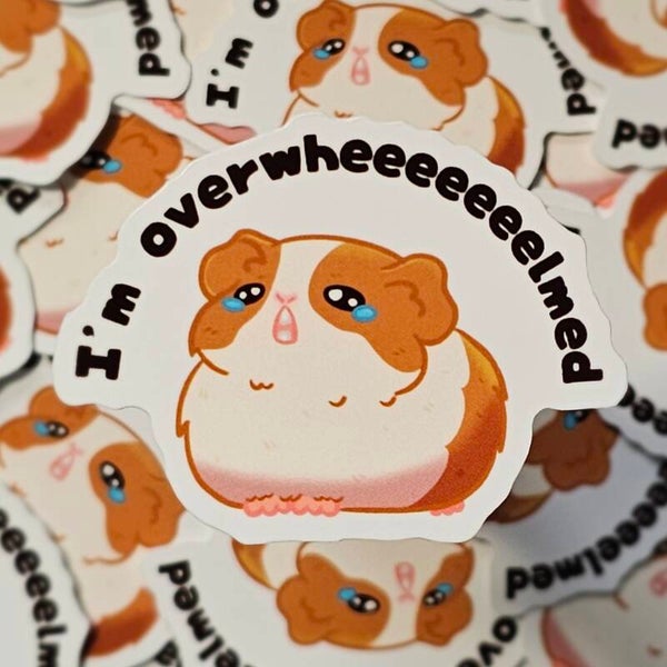 Overwhelmed guinea pig sticker