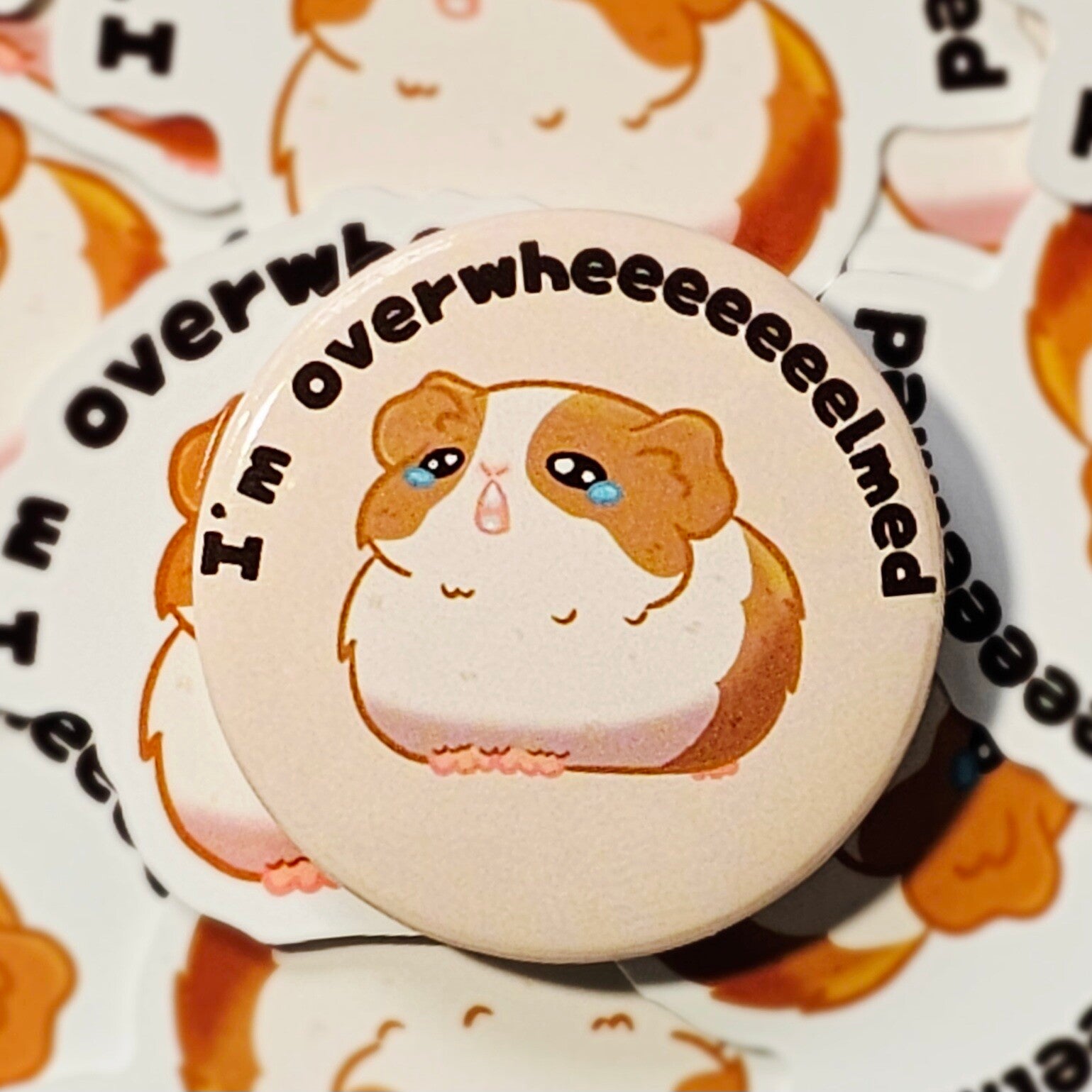 Overwhelmed guinea pig button