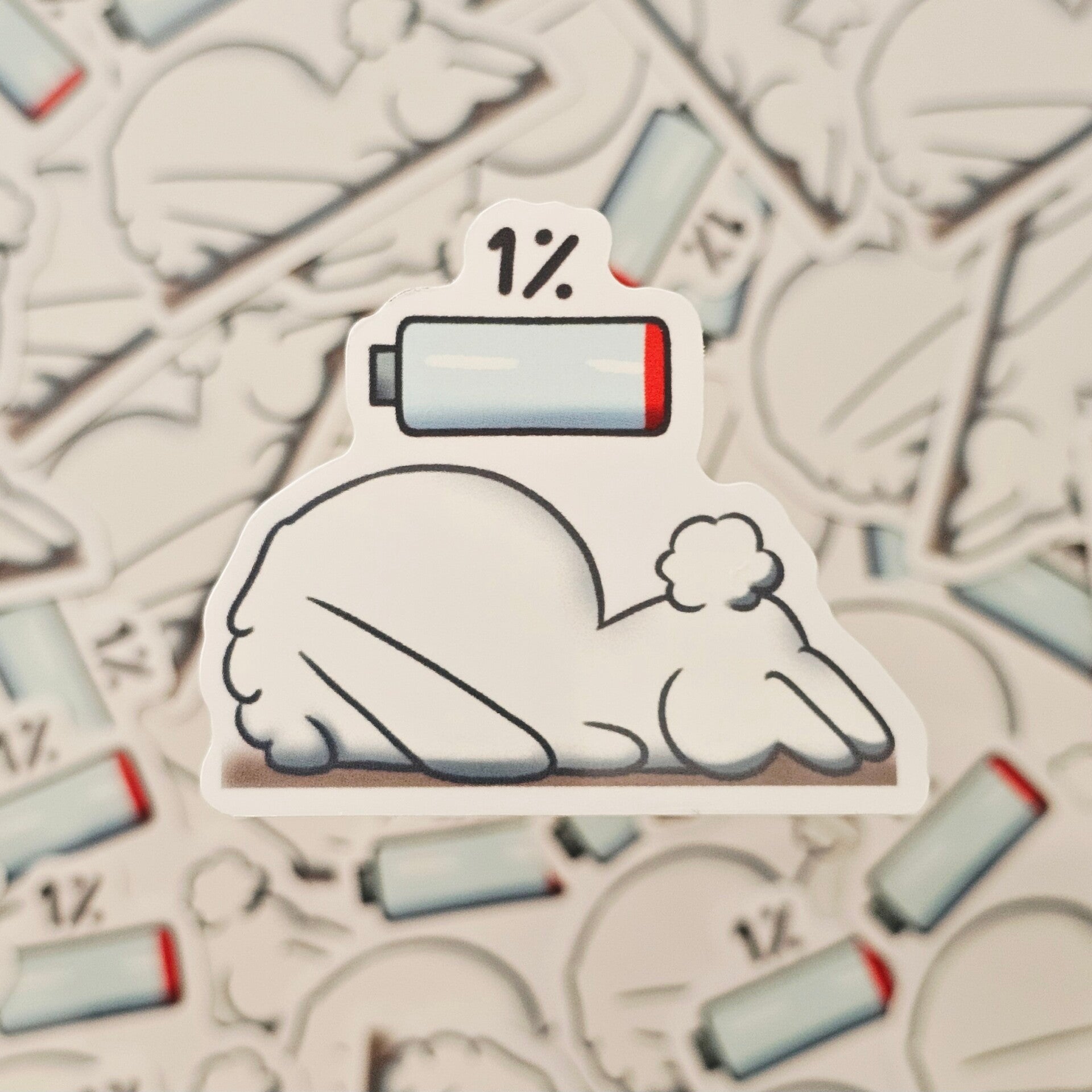 Running on empty bunny sticker