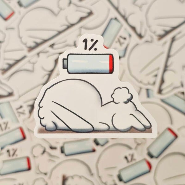 Running on empty bunny sticker