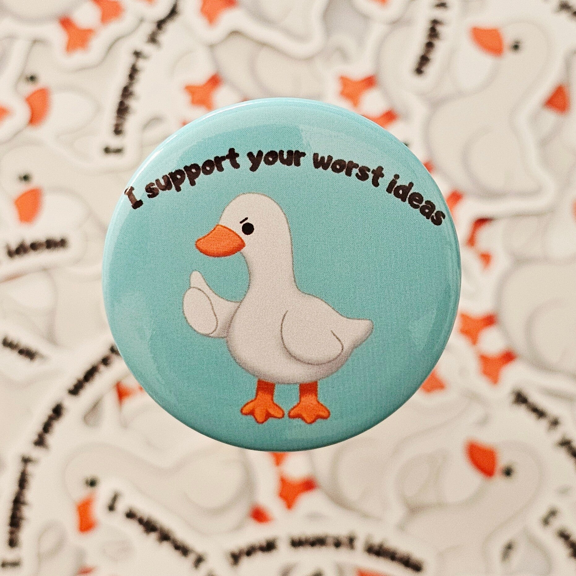 Supportive goose button