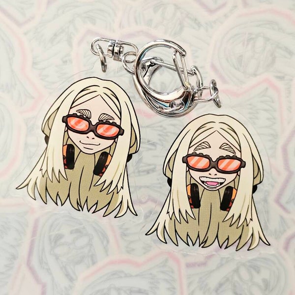 August double-sided keychain