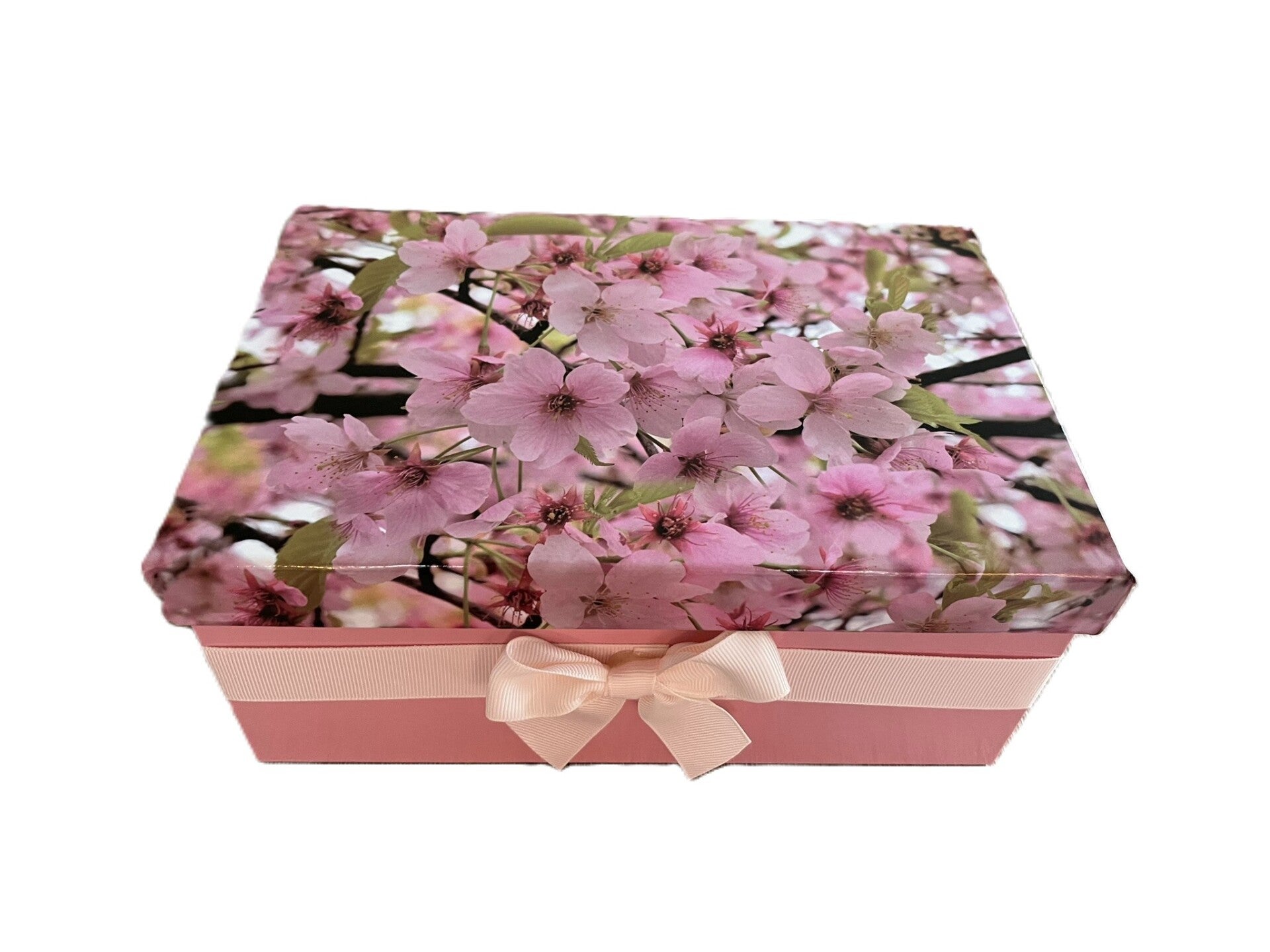 Geschenkmandje "Bloesem" met deksel en strik - set van 2