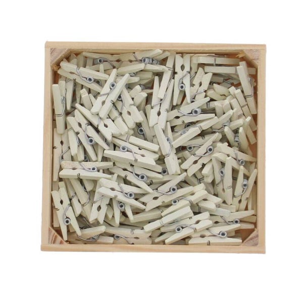 Zakje met 12 mini wasspeldjes - Gebroken Wit