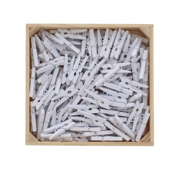 Zakje met 12 mini wasspeldjes - Wit