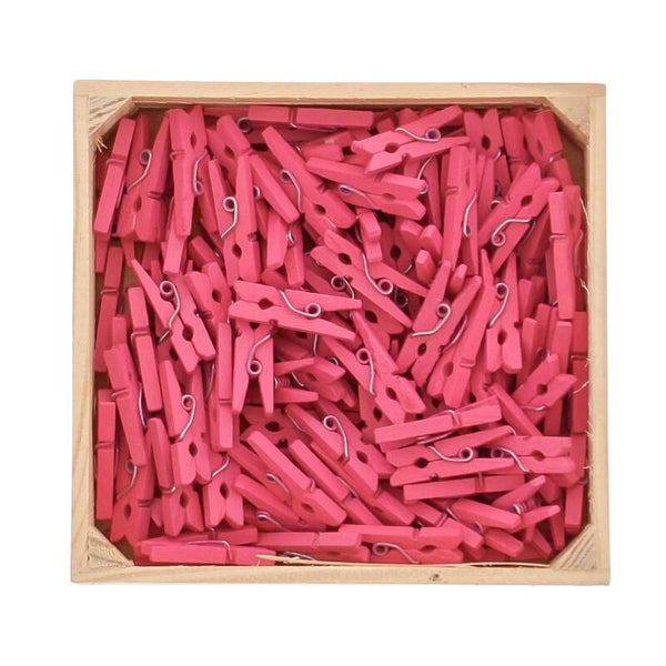 Doosje met 100 mini wasspeldjes - Fuchsia