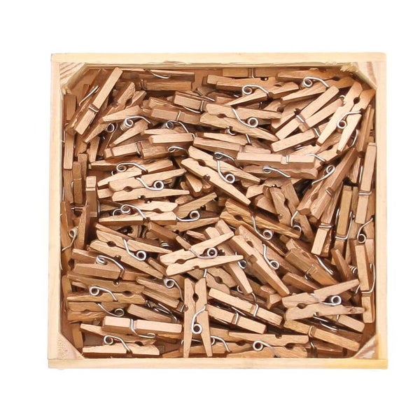 Doosje met 100 mini wasspeldjes - Goud