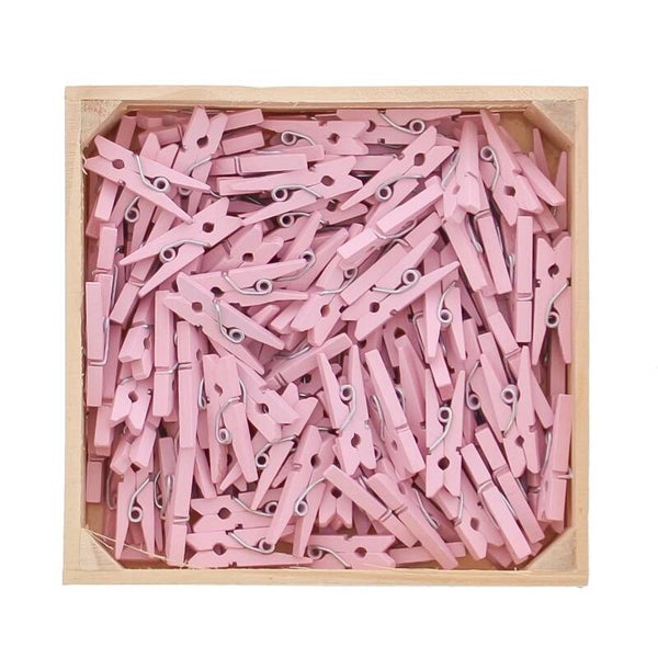Doosje met 100 mini wasspeldjes - Roze