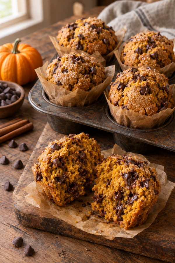 Sourdough Pumpkin Chocolate Chip Muffins