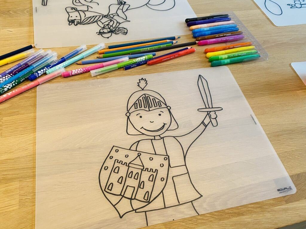 Herkleurbare placemat ridder