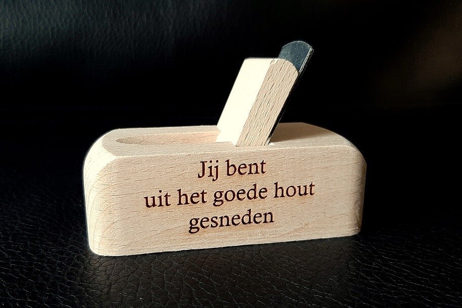 Flesopener Blokschaaf Jij bent uit het goede hout gesneden