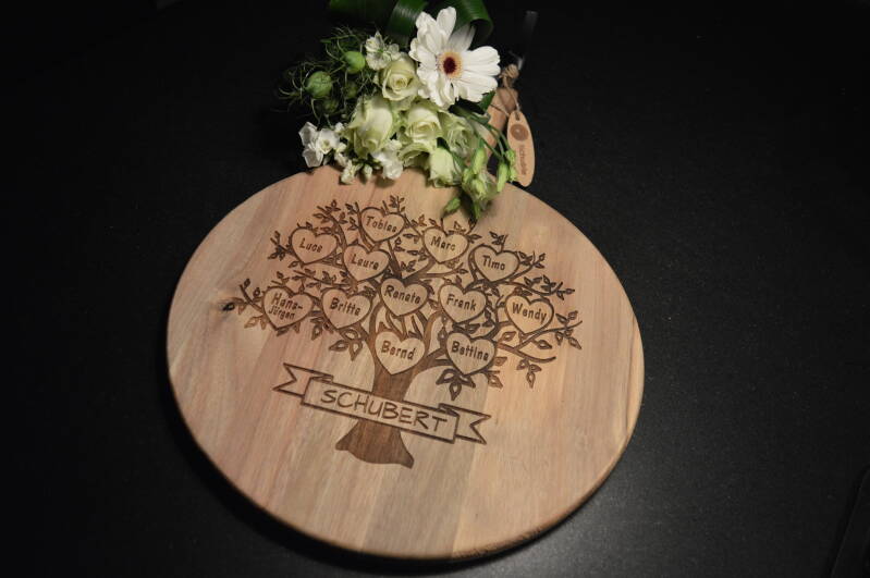 Ronde plank met stamboom