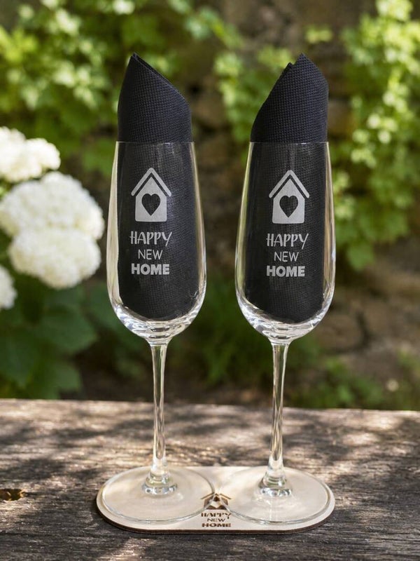 Champagneglazen Happy New Home
