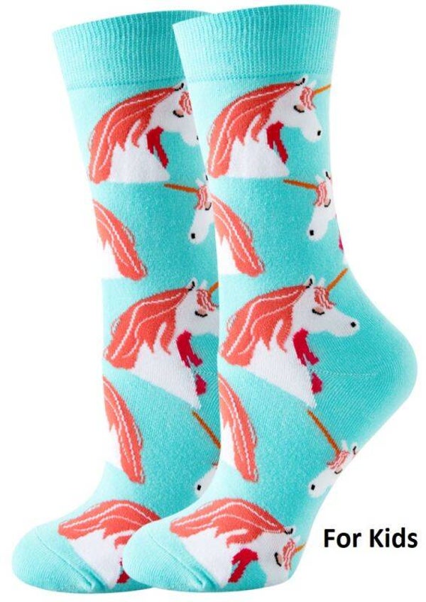 Sokken Unicorn blauw roze 33-38