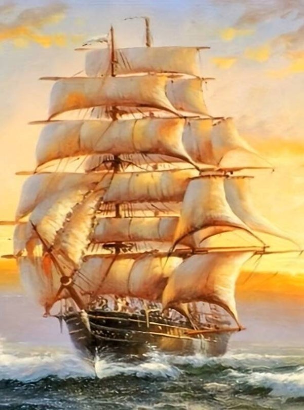 40x30cm Diamond Painting boot op zee nr 684