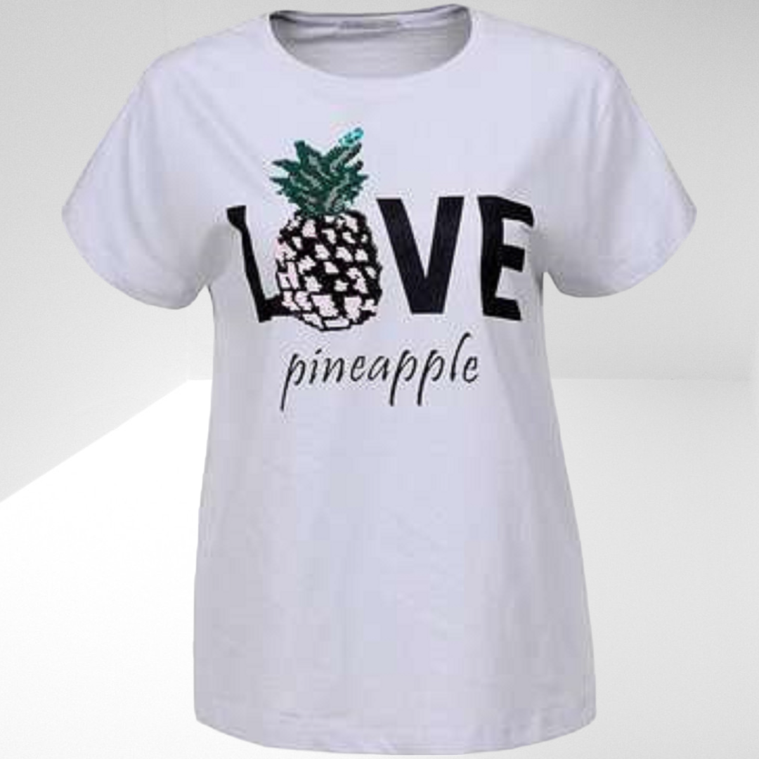 Glo-Story t-shirt lichtblauw love pineapple M/38